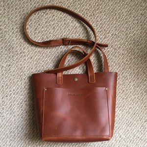 Portland Leather Goods Mini Crossbody Tote (Brown/Honey)